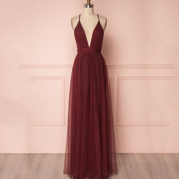 Burgundy Red Empire Waist Maxi Dress - Picture 6 of 6